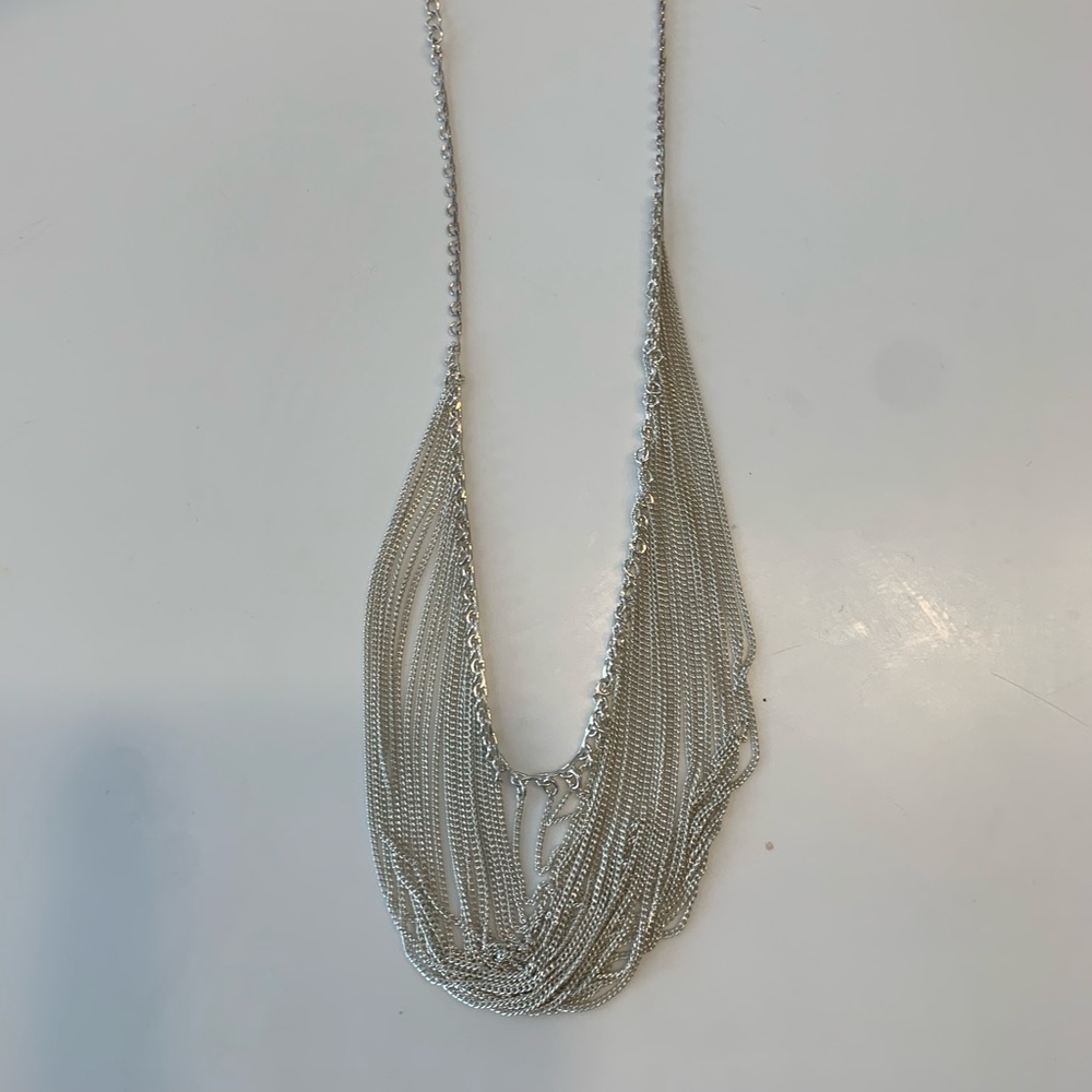 Silver flowy waterfall necklace